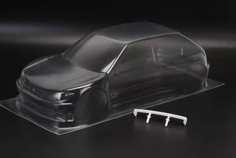 TC076 Stupnica 1/10 Peugeott 306 Clear Lexan Body Shell W/3D Print Zadný spojler pre RC Rally CAR 257 mm podvozok Tamiya TT02 TT01