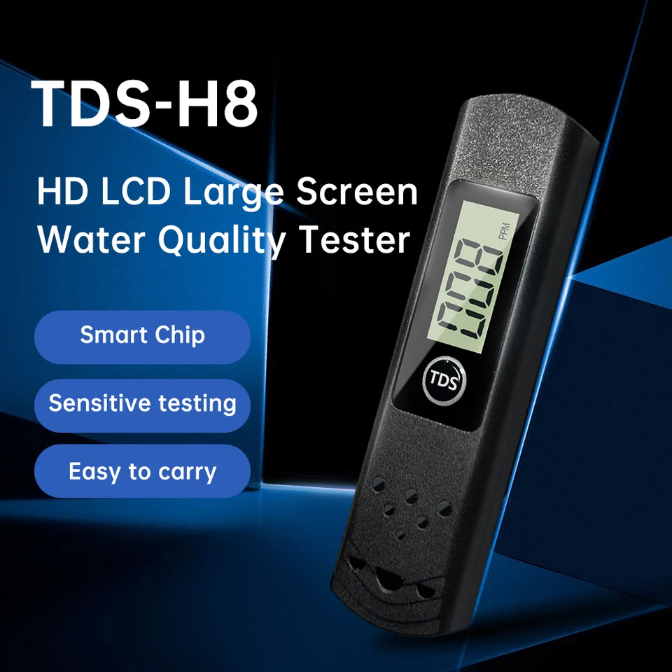 TDS-H8 meter digitálny vodný tester 0-9990ppm prenosný analyzátor kvality Monitor Filter Rýchle testovanie akváriu Hydroponika Pooly