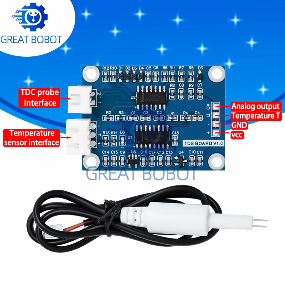 TDS Senzorový modul rozpustený tuhé látky Analógový signál Rozpustná detekcia kvality kvality vody DS18B20 Teplota pre Arduino 51/STM32