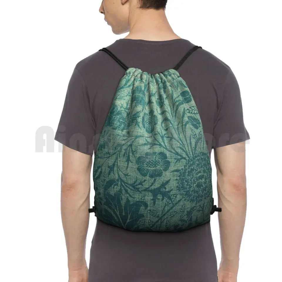 Teal, Art Nouveau, Vintage, Floral, Pattern, Teal, William Morris, Krásny, tkanina, refabrikovaný, moderný