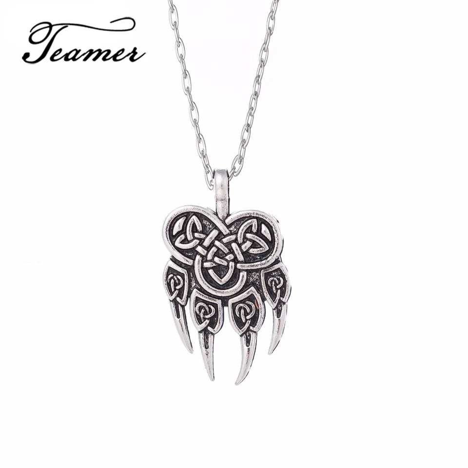 Teamer Viking Slovanský prívesok Náhrdelník pre ženy Muži veles God Symbol Symbol Veles Bear Paw Talisman Amulet Amulet Nurderese šperky