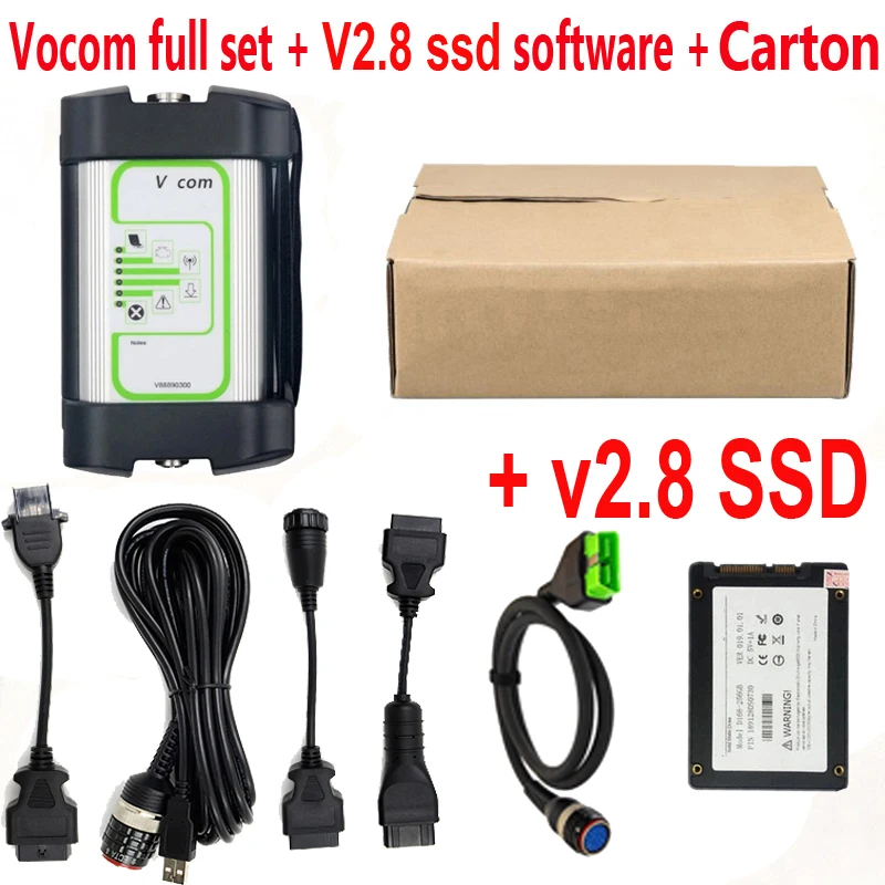 Tech Tool Vocom 88890300 Diagnostika nákladného automobilu pre OBD2 Scanner PT V2.8 VO/REN-AULT/UD/MACK Diagnostický diagnostický nástroj