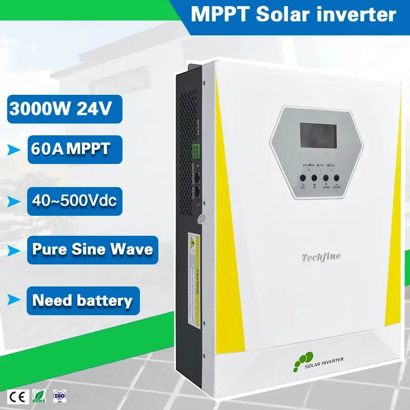 Techfine 40-500VDC Jedna fáza 3000W Falowniki Fotowoltaiczne BMS Funkcia pre lítiovú batériu 3kVA mimo slnečného meniča mriežky