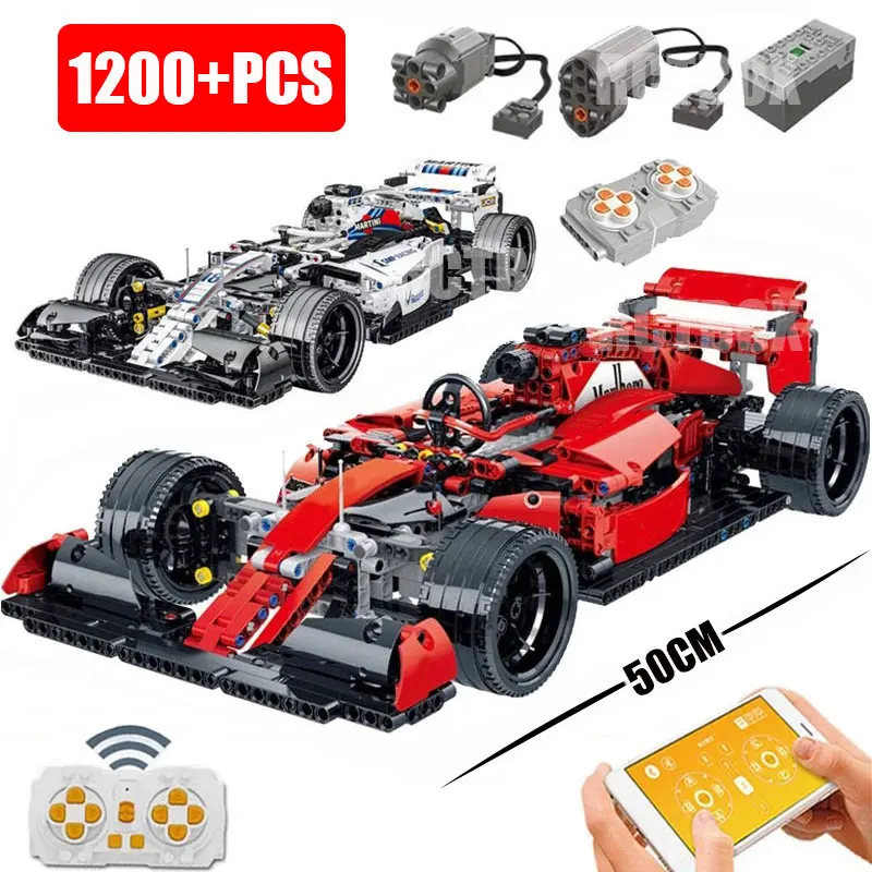Technický high-tech receptúra ​​F1 diaľkové ovládanie motera Moter Building Block Super Speed ​​Racing