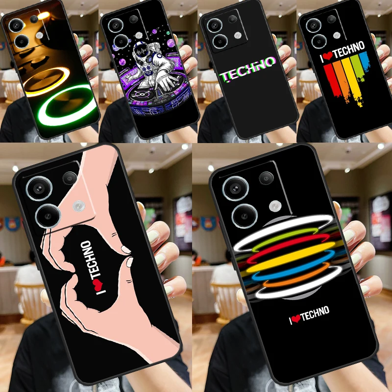 Techno Music Cover pre Xiaomi Redmi Poznámka 13 Pro 12 11 9 10 Pro 9S 10S 11S 12S Redmi 12 10c 12c 13C Prípad