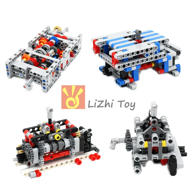 Technológia MOC Mechanic Group prevodovky 4 6 8 Rýchlosti s reverzným a neutrálnym DIY stavebné bloky tehly kompatibilné s automobilom