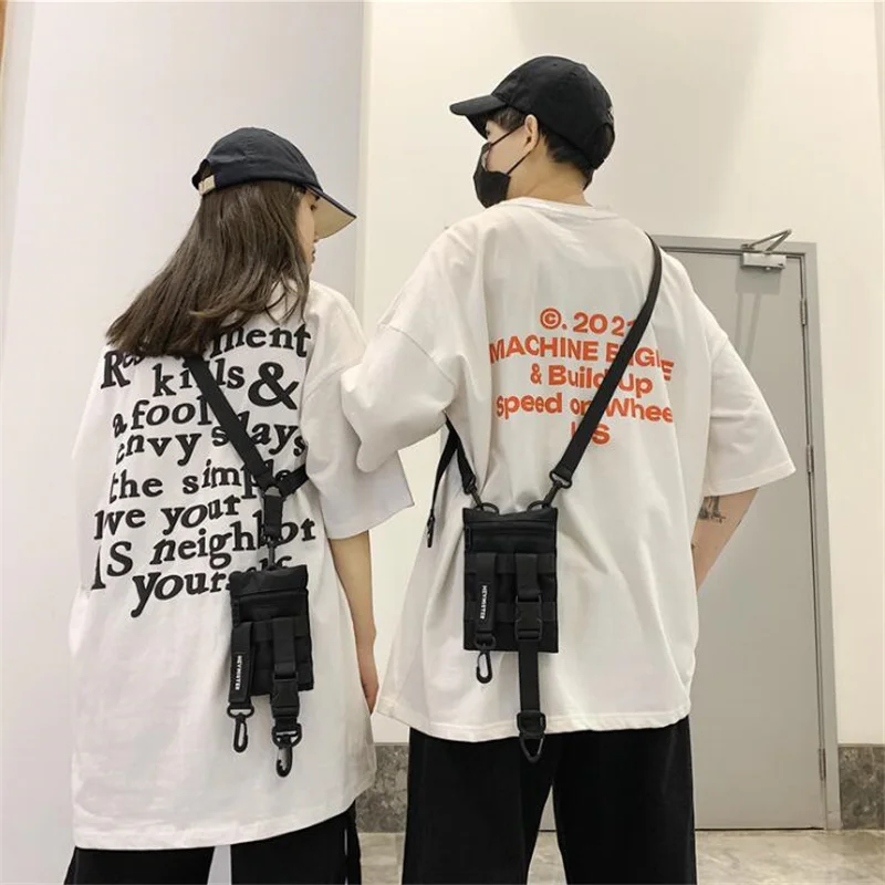Techwear Sling Crossbody Bags Men Ženy japonský štýl hip hop taktický mini hrudník vrecko s vodouproof