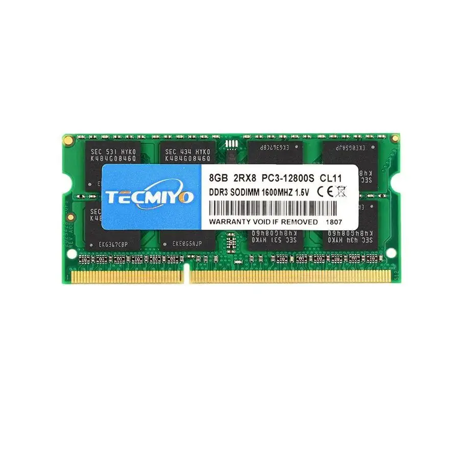 TECMIYO 8 GB DDR3 1600MHz SODIMM LAPTOP Pamäť RAM DDR3 8GB 1600 MHz SODIMM 1,5V PC3-12800S Non-ECC-zelená