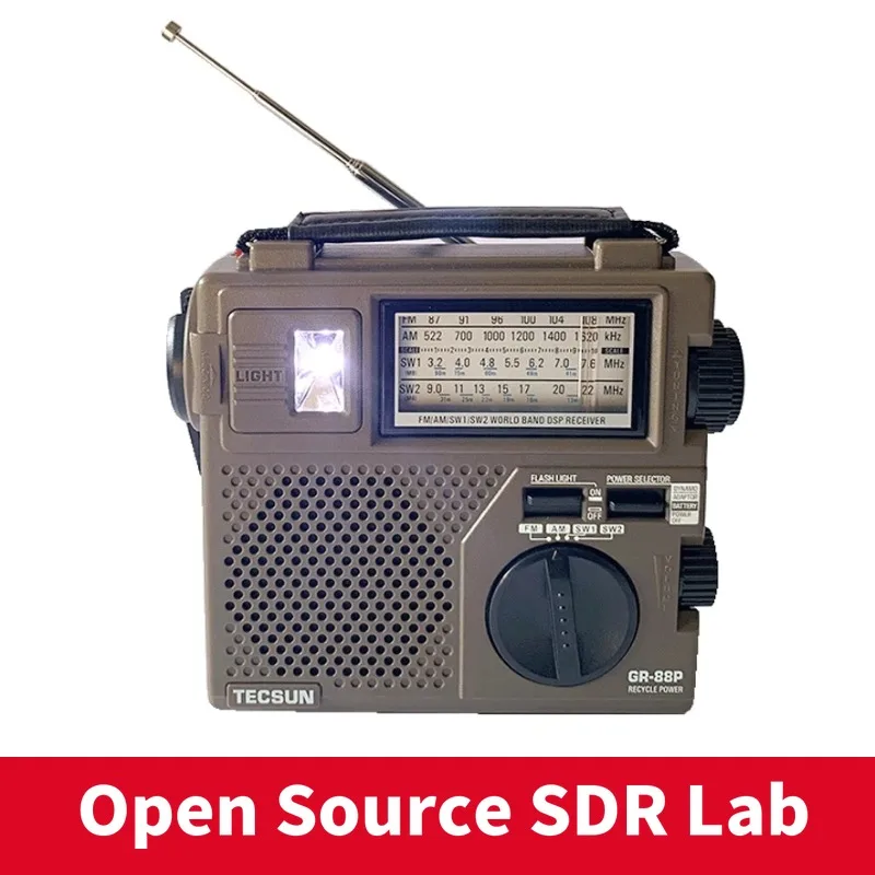 Tecsun GR-88 GR-88P Digitálny rádiový prijímač núdzové svetlo Radio Radio so vstavaným reproduktorovým manuálnym ručným výkonom