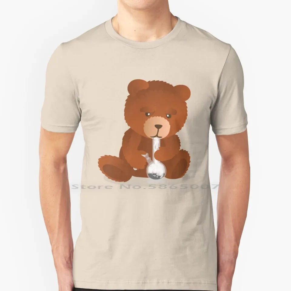 Ted 100% bavlnená tričká film ukameňoval vysoký bong Teddybear karikatúra token token trávniky stoner kush rastlina 420 buriny statické púčiky miff