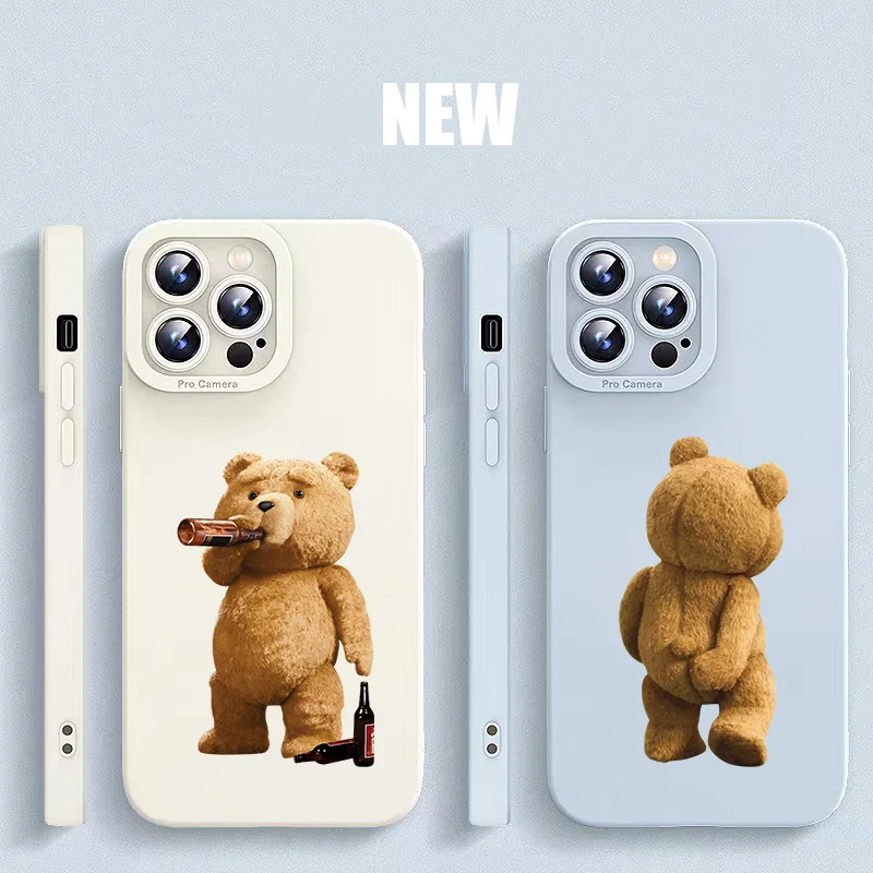Teddy Bear pár Cartoon Frosted Puzdet pre iPhone 15 14 13 12 11 Pro Max x x Max xr mini SE2 7 8 plus mäkký silikónový kryt