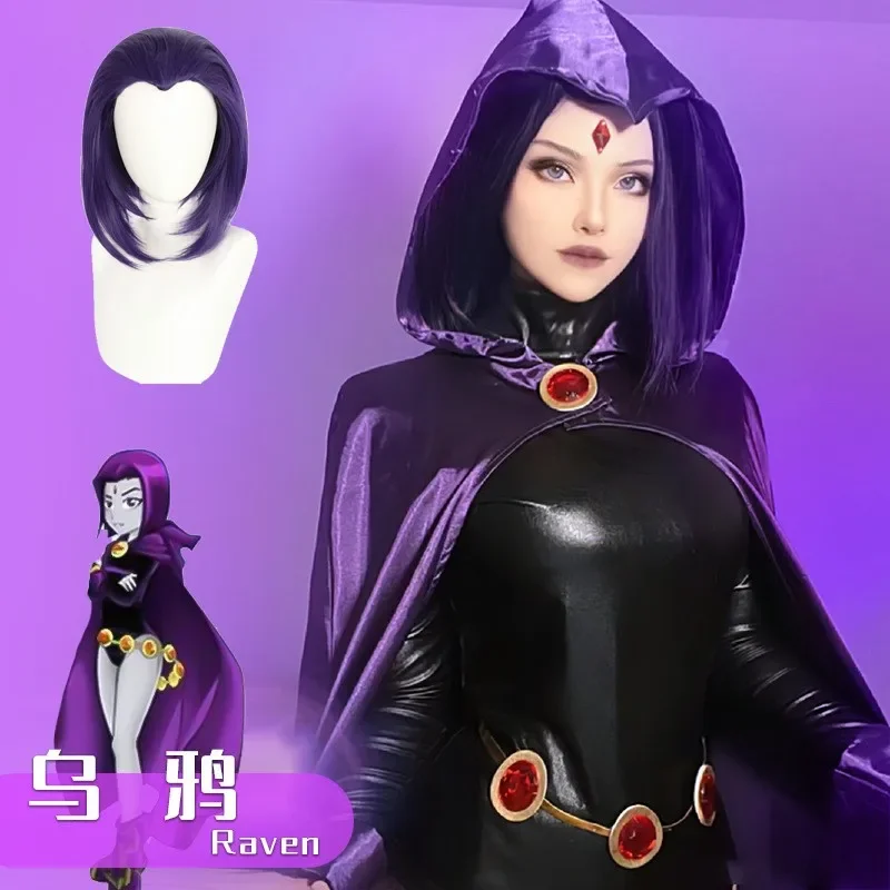 Teen Cosplay Titans Raven Cosplay kostým parochňou Superhrdina Purple plášťa Kyčníky