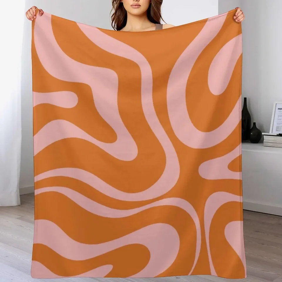 Tekuté cukrovinky retro abstraktný vzor v ružovej a oranžovej hodine prikrývka na prikrývku prešívaná pláž na pláži a hodí prikrývky