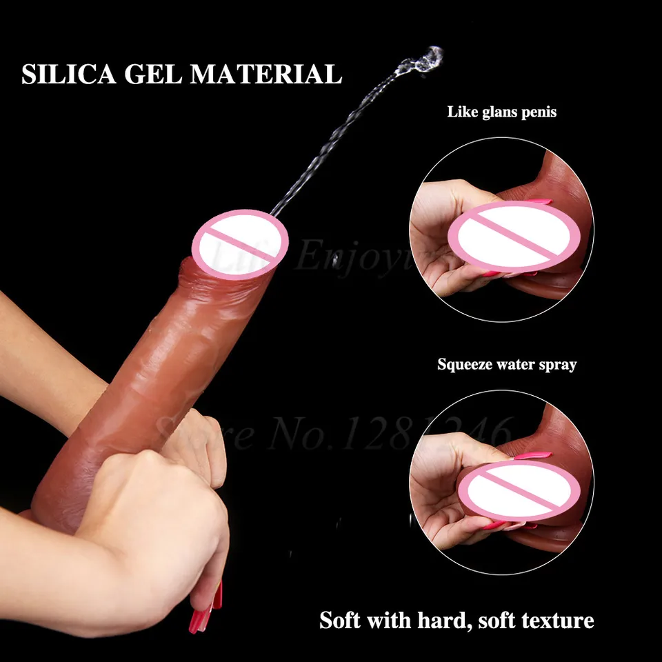 Tekutý silikón Big ejakulujúci dildos realistický penis striekajúci péro s prísavkou pohárom análny plug pre dospelé pohlavné hračky pre ženy lesbičky