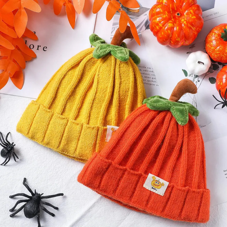 Tekvica zimná zimná roztomilá pletená čiapka Soft Hat Boys Dievčatá tekvicová čiapka pre detské deti batoľa jeseň vďakyvzdania Halloween