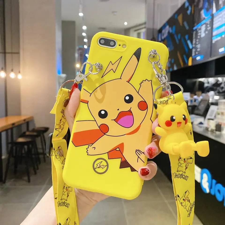 TELEFÓNOVÉ PASION Pokemon Pikachu s lanom pre držiak pre Samsung Galaxy A30 A50 A50 A12 A13 A14 A53 A51 A71 A54 A32 A23 A33 A73 A34 A34 A03 A04