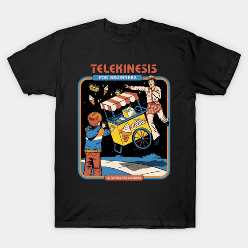 Telekinéza pre začiatočníkov Tričko Funny ilustrácia vzor Short Ruckves Men Dámske voľné bavlnené tričko o krku Priedušné odpaliská