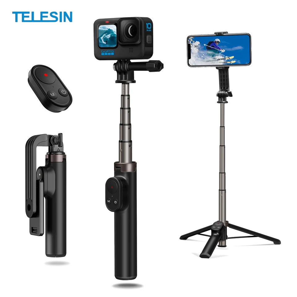 Telesin diaľkové ovládanie selfie palica Tripod Bluetooth pre GoPro Hero 13 12 11 10 9 8 7 Celephone Wireless Control Selfie Stick