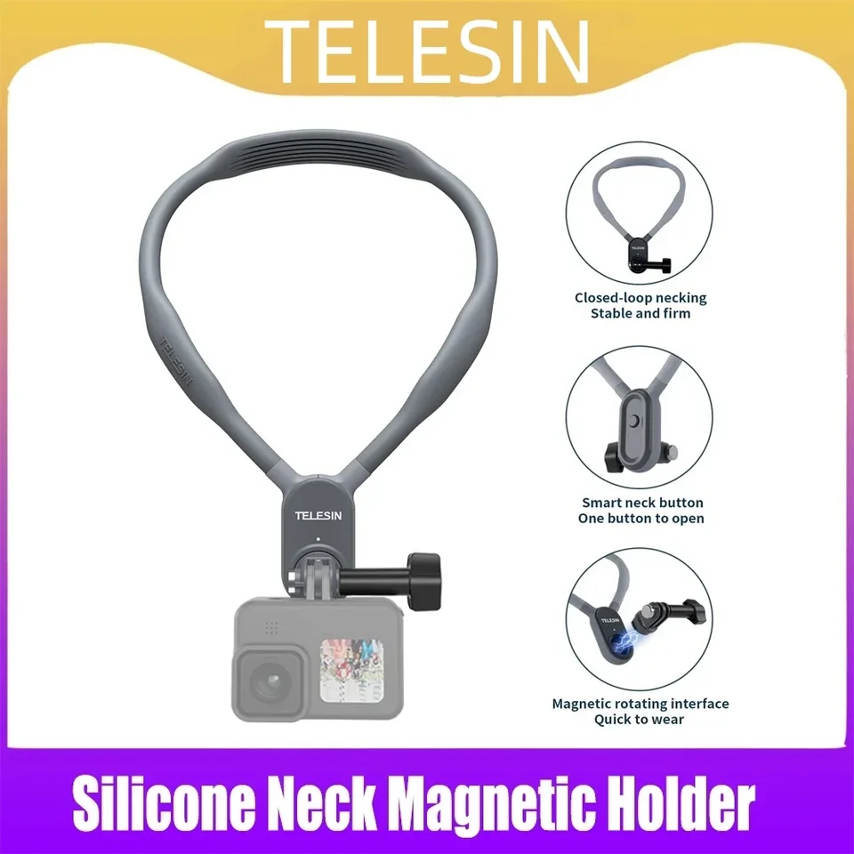 Telesin Silikónový magnetický držiak na krk pre GoPro Hero 11 10 9 8 7 6 5 Insta360 DJI Osmo Magnetic Action Coatoapa
