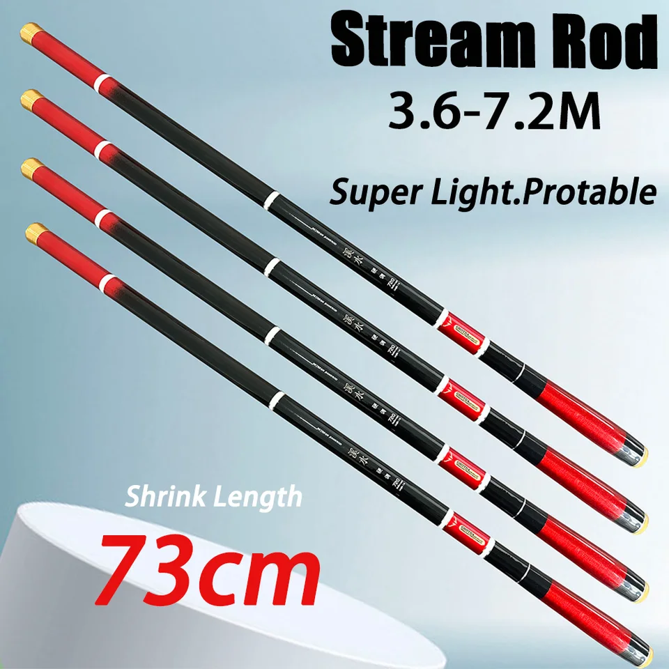 Teleskopická rybárska tyč z uhlíkových vlákien Priepusť Prietok rybníka Superhard ručne trvaní pól kapra pesca 3,6 m 4,5 m 5,4 m 6,3 m 7.2m