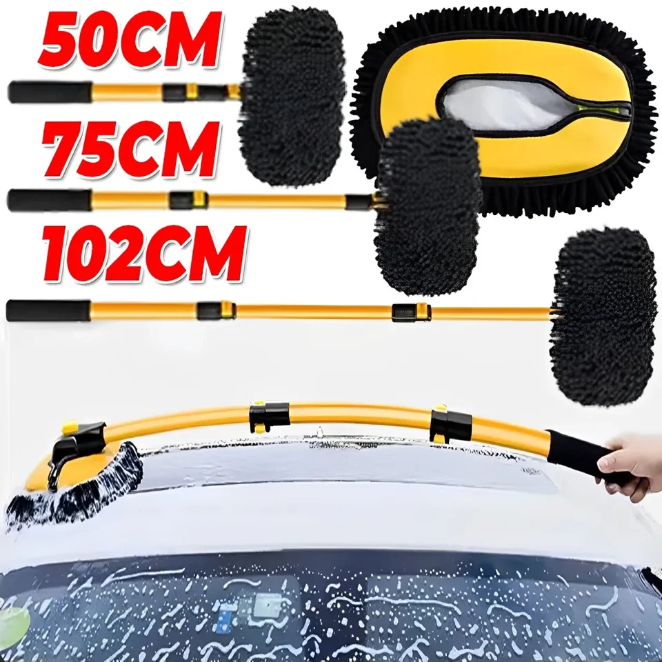 Teleskopické čistenie automobilov Dlhá rukoväť Čistenie mop chenille metla prenosné auto umývanie kefiek Nástroje príslušenstvo