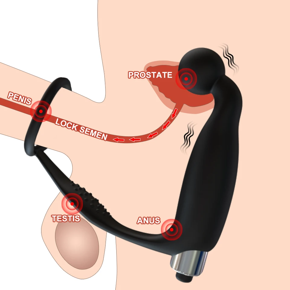 Teleskopický análny vibrátor prostaty Massager Vibrátor Pánske prstene Oneskorenie zadku