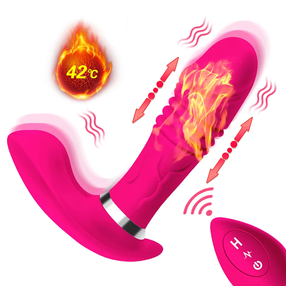 Teleskopický dildo vibrátor zahrievací masáž Massager mužský butt análny plug diaľkové ovládanie pohlavné hračky pre dospelých stimulácia