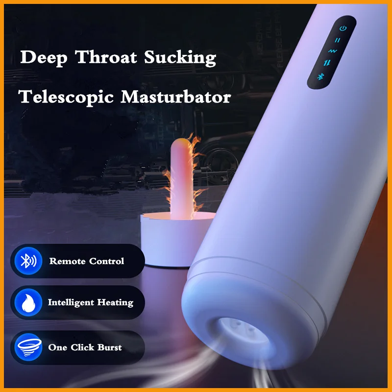 Teleskopický masturbátor pre mužov Vakcum Pinch Sution Piest Piest Rolling Heatin Voice Stimulation Stimulation Penis Tréner dospelých hračiek pre dospelé hračky