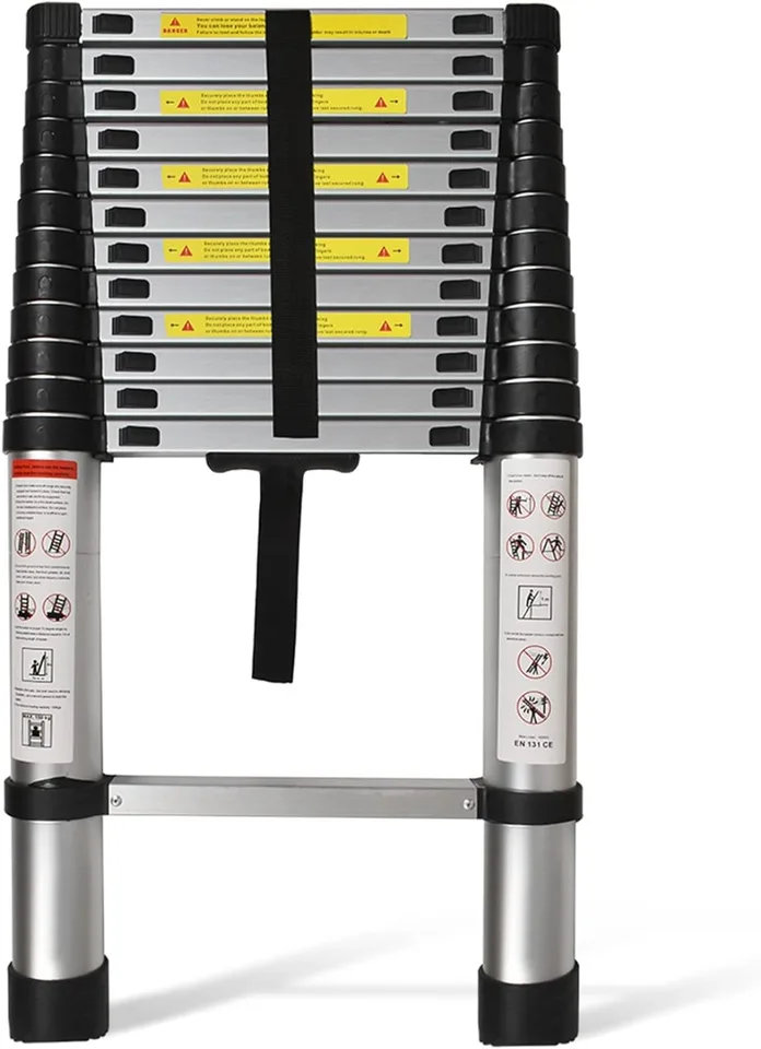 Teleskopický rebrík predĺženia 14,5 ft, skladacie teleskopické hliníkové rebríky, ľahký sklopový rebrík krok pre strechu RV