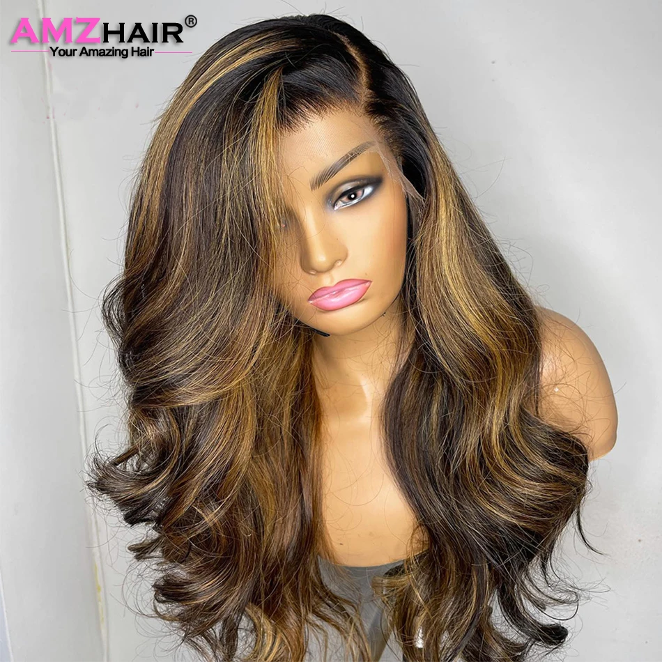 Telesná vlna 4/27 Honey Blonde Lace Lace Front Parochňa Human Hair HD Lace Front Parochňa Zvýrazná 13x6 Humain Hair Parochne pre ženy predaja predaja
