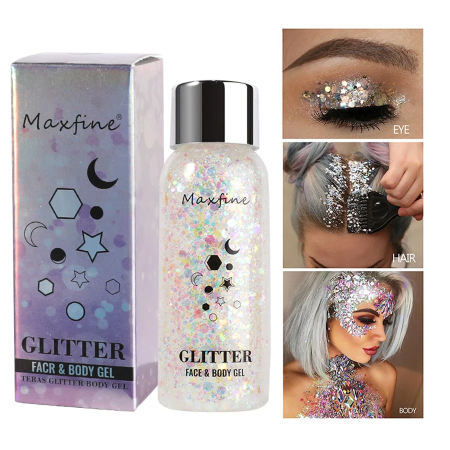 Telesné trblietavé gélové flitre dlho pôsobiace tvárové oči Hair Prom Mermaid Scales Nie je ľahké odberať make -up