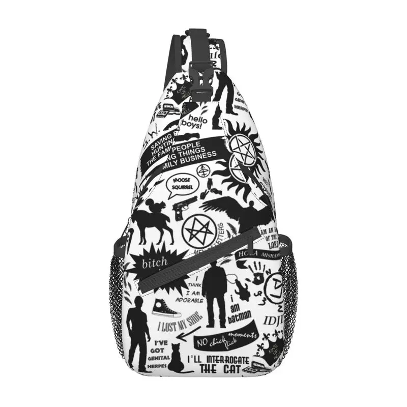 Televízna show Supernatural Things Sling hrudník vrecko Vlastný batoh Crossbody Batoh pre mužov cestujú na turistiku