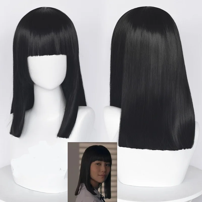 Televízny seriál Dievča od ničoho nič Nanno parochňa Cosplay 45 cm dlhá rovná čierna parochňa Syntetické vlákno Hair cos cos prop + bezplatná parochňa čiapka