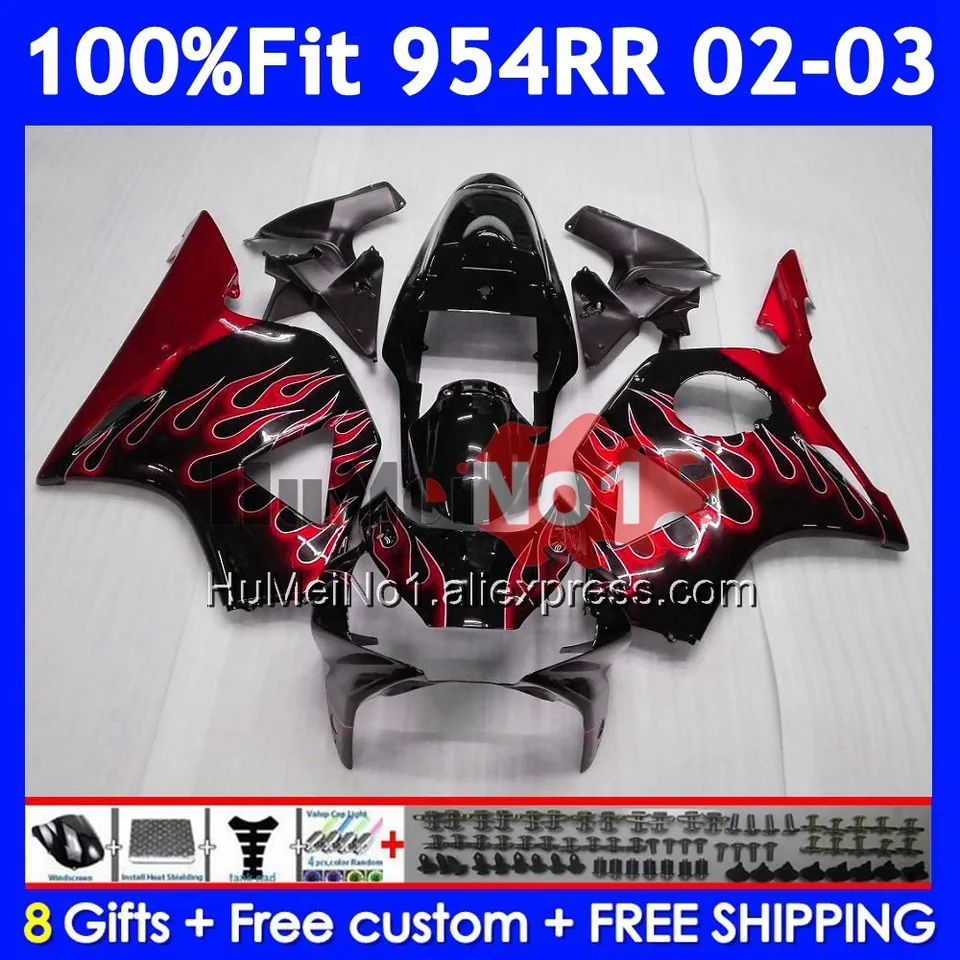 Telo pre Honda CBR900RR CBR 900 954 RR CBR900 CC CBR954 RR 58NO.42 CBR 954RR 900RR CBR954RR Red Flames 2002 2003 02 03 Fairing