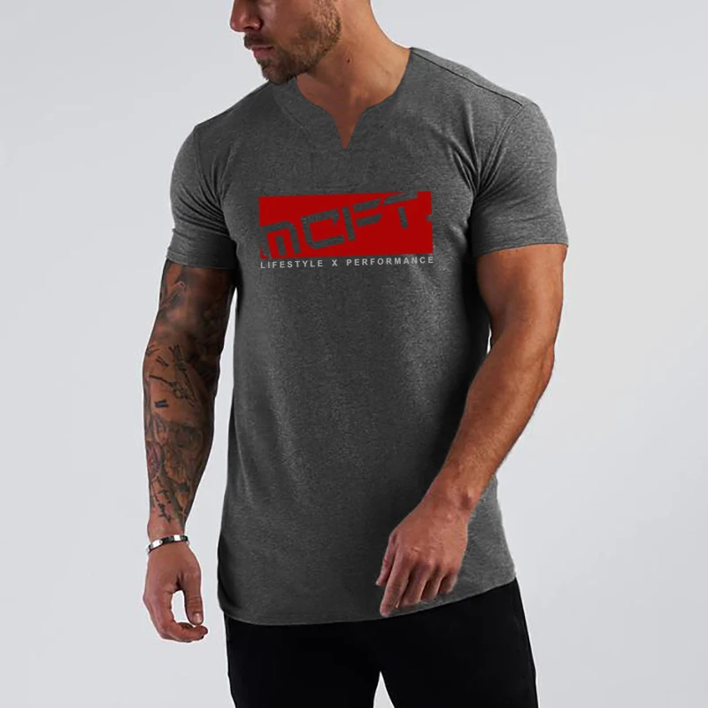 Telocvičňa fitnes svalové ležérne tričko módne hip hop letné cool priedušné topánky s krátkym rukávom Men.