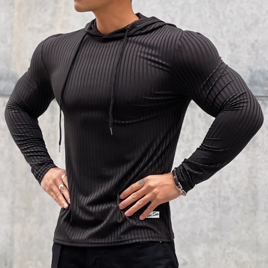 Telocvičňa fitness tričko Men Príležitostné s dlhým rukávom Skinny košeľa mužské kulturistické odpaliská Topy, ktoré bežia športové rýchle suché výcvik