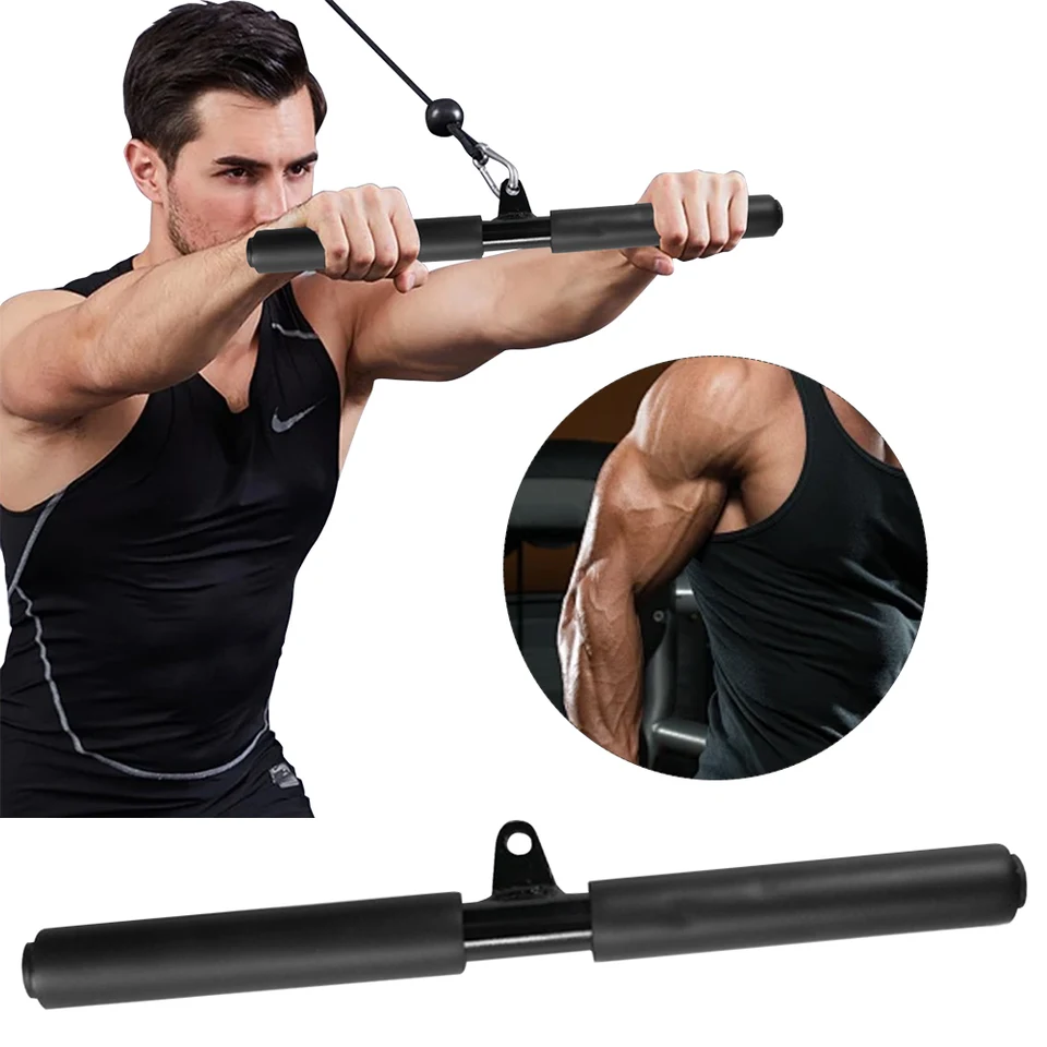 Telocvičňa otáča rovnú lištu s nekĺzavou priľnavosťou Workout Roving T Bar Lat Rovnak Rovná rotujúca lišta pre káblový stroj na kladku