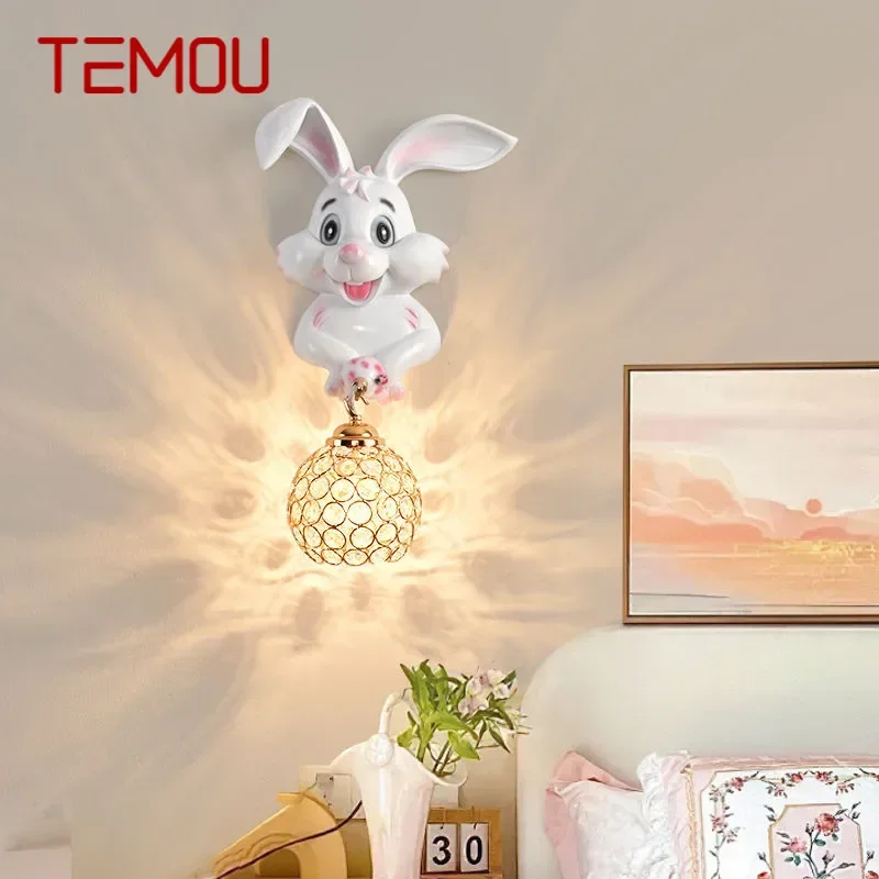 Temou Contemporary Rabbit Wall Lamp Kreatívna obývacia izba Štúdia Villa Hotel Detská izba ulička LED LED DETIBORE Svetlo