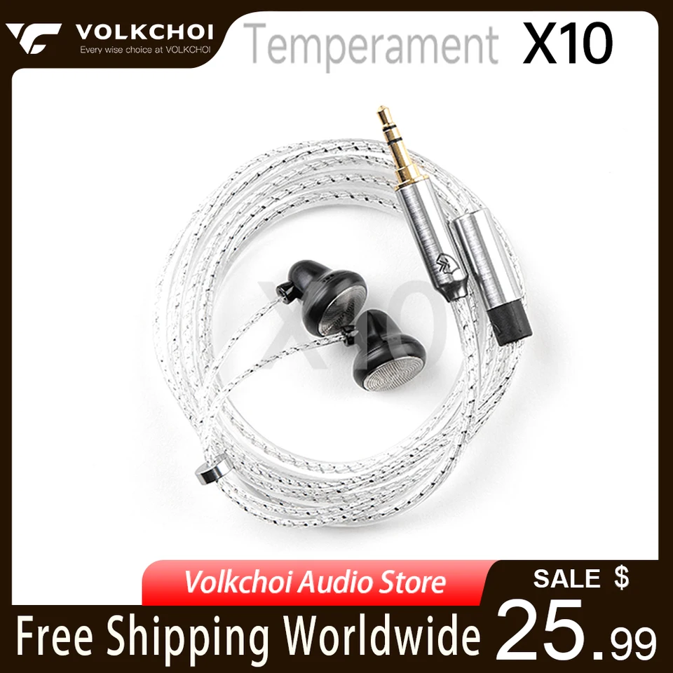 Temperament x10 do uši plochá hlava slúchadlá, 16 mm káblové ploché hifi headset, športové herné slúchadlá slúchadlá