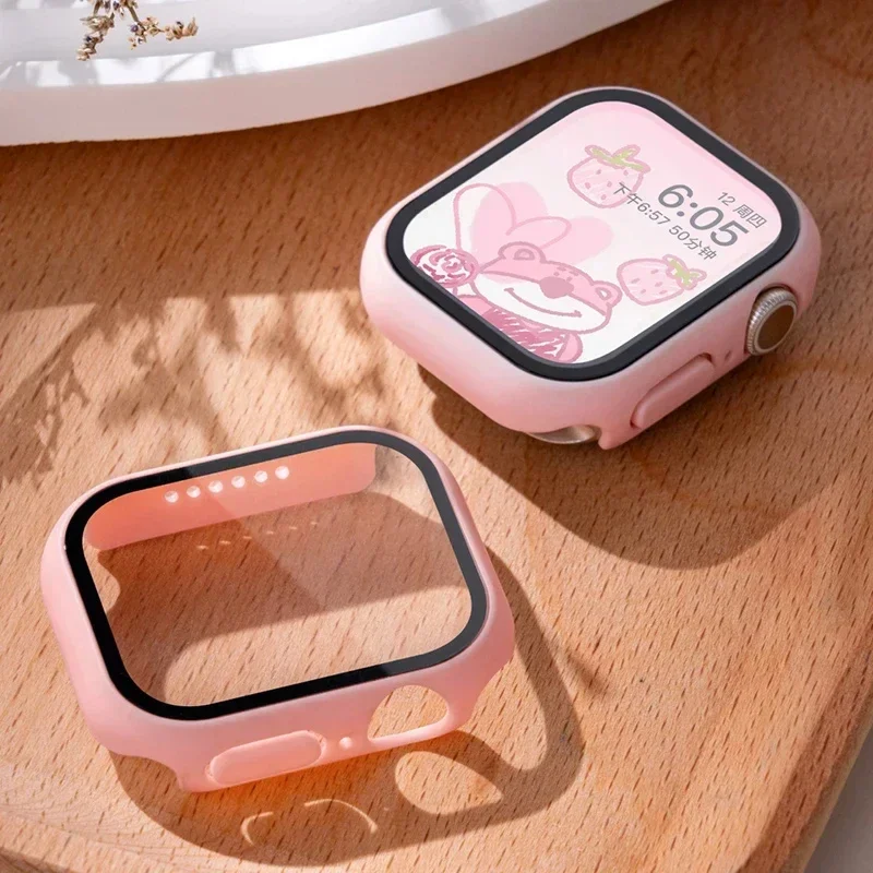 Temperované sklo+kryt pre Apple Watch 9 8 7 45 mm 41mm 41 mm PC Chránič obrazovky Puzdro Iwatch Series 7 6 5 4 SE2 44 mm 40 mm 42 mm 38