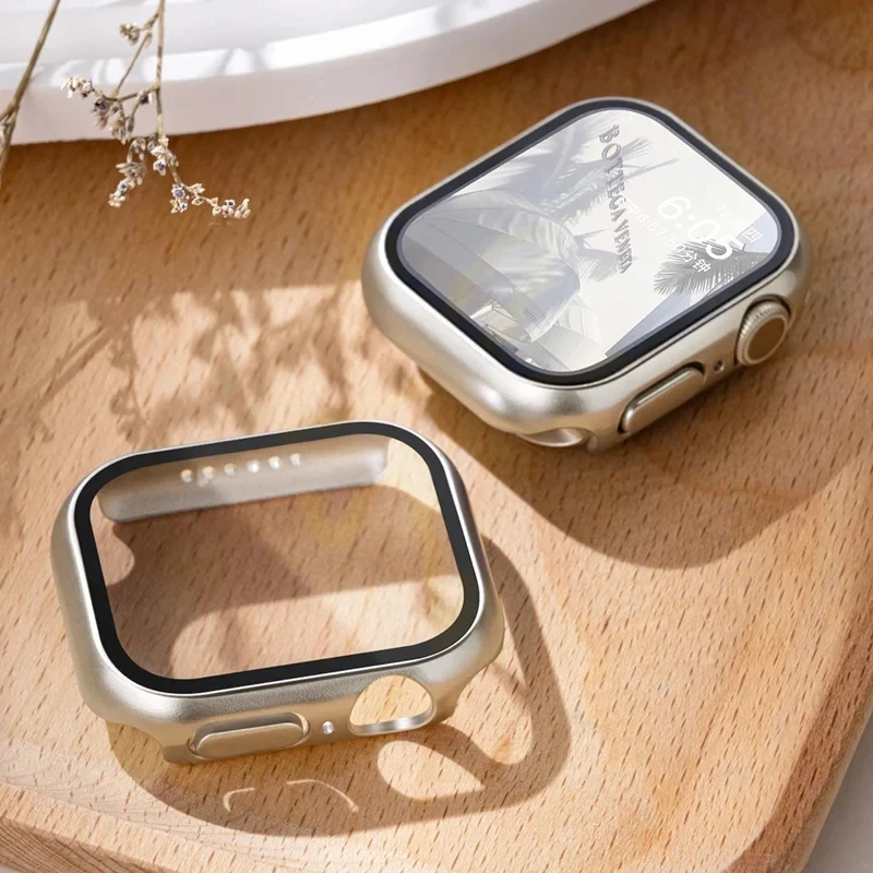 Temperované sklo+kryt pre Apple Watch Case Accessories 45 mm 41 mm 44 mm 40 mm 42 mm chránič obrazovky Apple Watch Serie 9 4 5 6 SE 7 8
