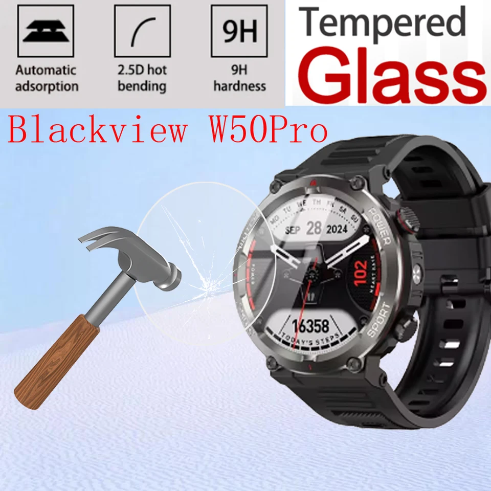 Temperované sklo pre BlackView W50Pro Smartwatch Clear HD Cover Chránič chrániča proti škrabaniu ochranné filmy