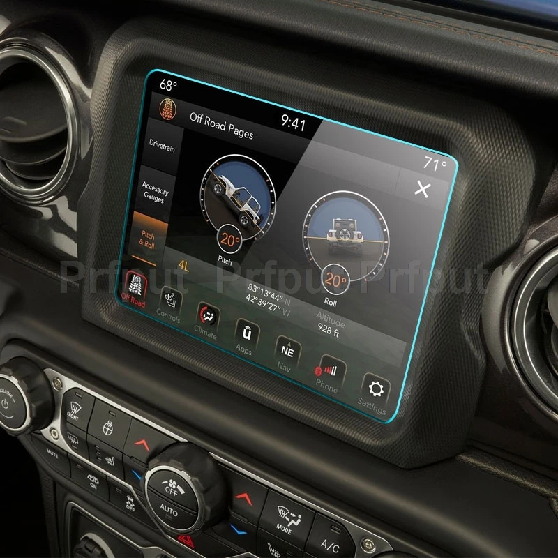 Temperovaný sklenený film pre Jeep Wrangler Rubicon 4xe 392 2021 Automobilie navigačnú dotykovú obrazovku Automatické interiérové ​​príslušenstvo