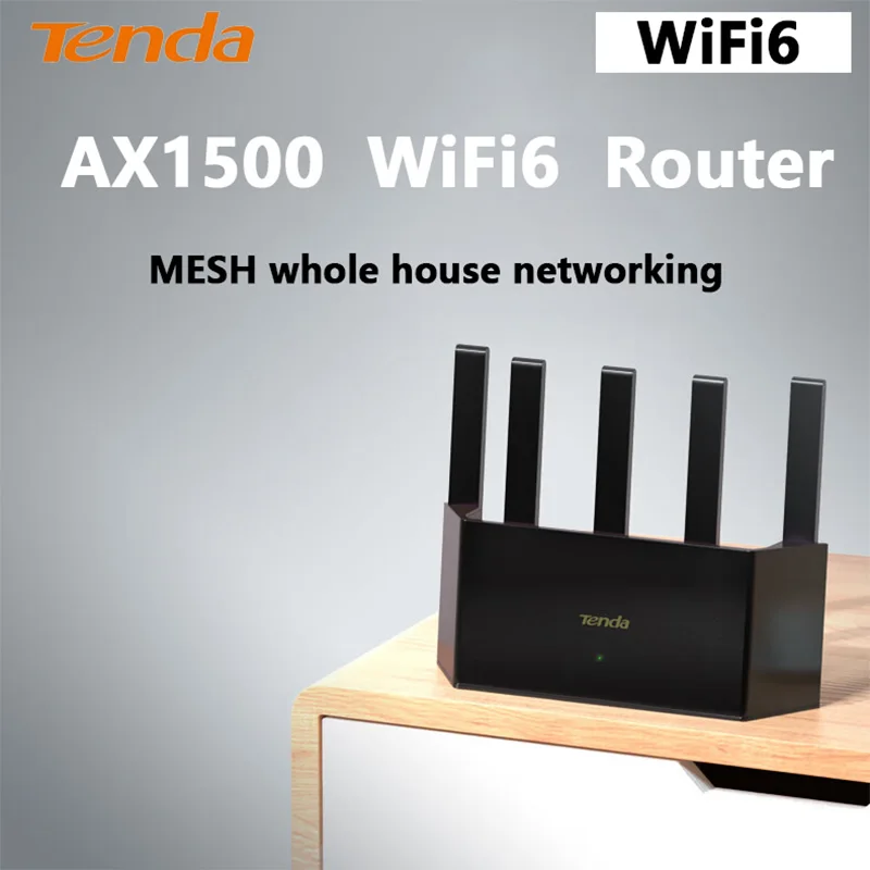 Tenda Mesh WiFi6 Gigabit Wireless Router 1500M Wireless Speed ​​2,4G a 5G Dual Band Home Gaming Intelligent Hotspot WiFi Repeater