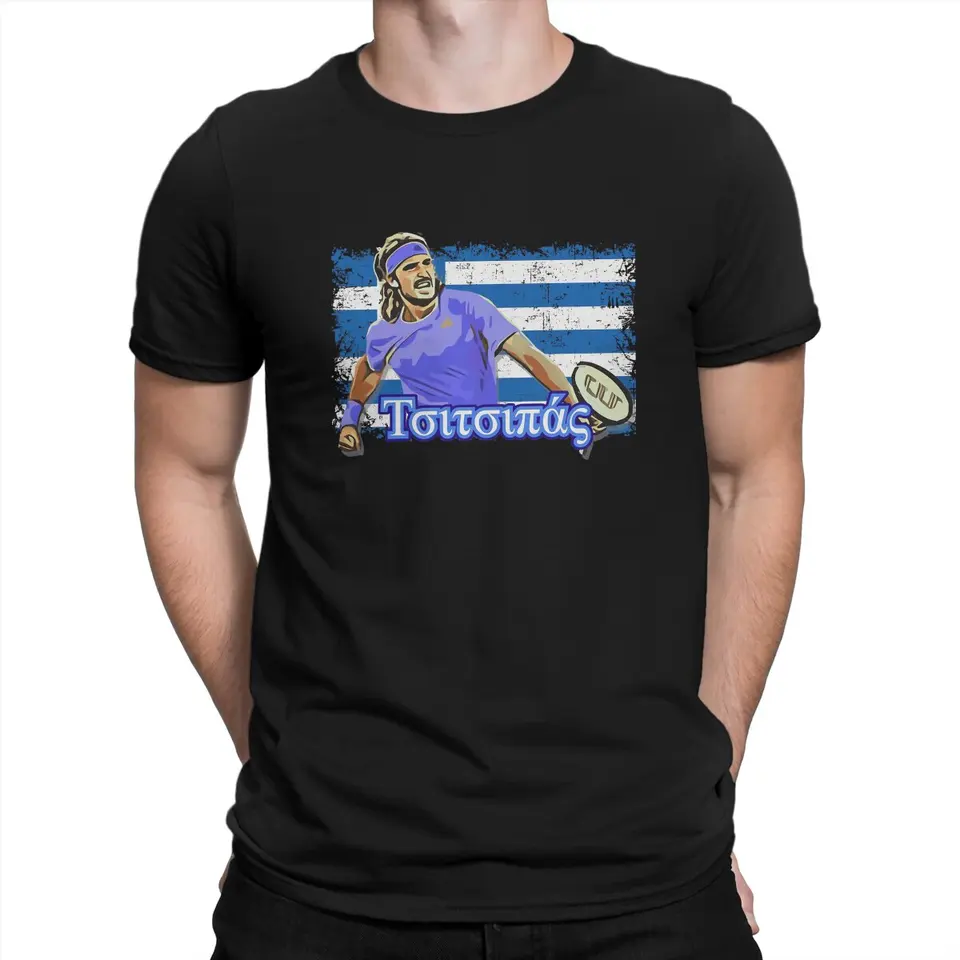 Tennis hráč Kreatívne tričko pre mužov grécky grécky Stefanos tsitsipas okrúhly krk Pure Cotton T košeľa hip hopové darčekové oblečenie streetwear