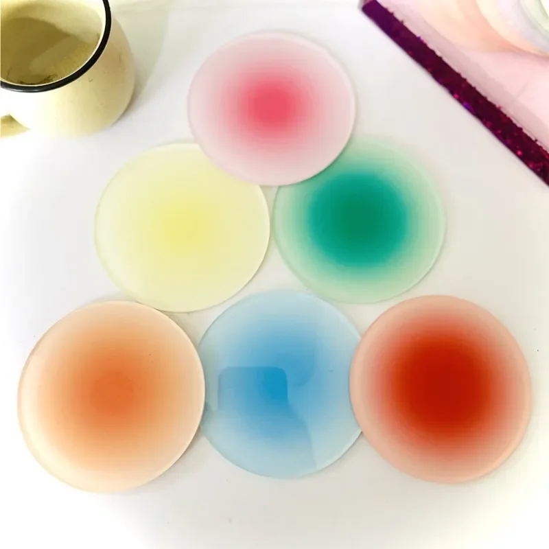 Tepelná izolačná podložka Farba gradientu akrylová dráha proti skĺznutiu okrúhly pohár podložky jedálenský stôl Placemat Cafe Decor Hmrot Coaster