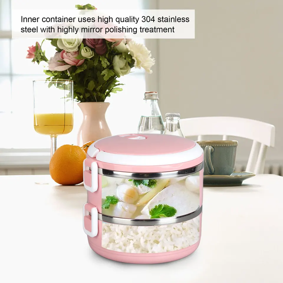 Tepelná potravinová škatuľka Thermal Lunch Box Stohovateľné teplé jedlo Izolovaná skrinka 304 Nerezová oceľ Round Lunchbox Utesnené nádoby na potraviny