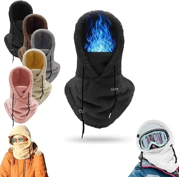 Tepelná šerpa fleece kapucňa lyžiarska maska ​​zimná balaclava studená vetru odolná nastaviteľná plusová teplá kapucňa krycia klobúk šál cyklistická čiapka