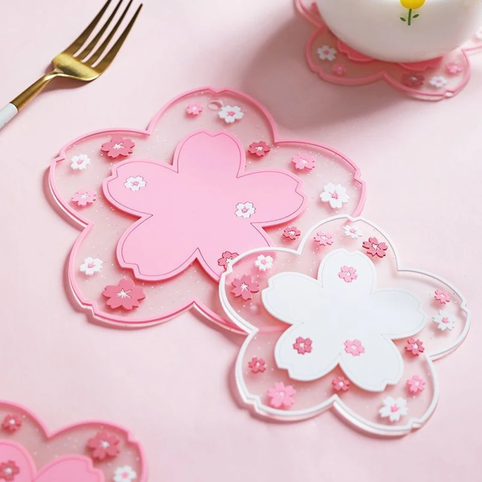 Tepelný izolačný stolík podložka pre čaj a hrnček na mlieko, šálka kávovej kávy Sakura, priestrannosť čerešňového kvetu, prestieranie kuchyne, šálka 1pc