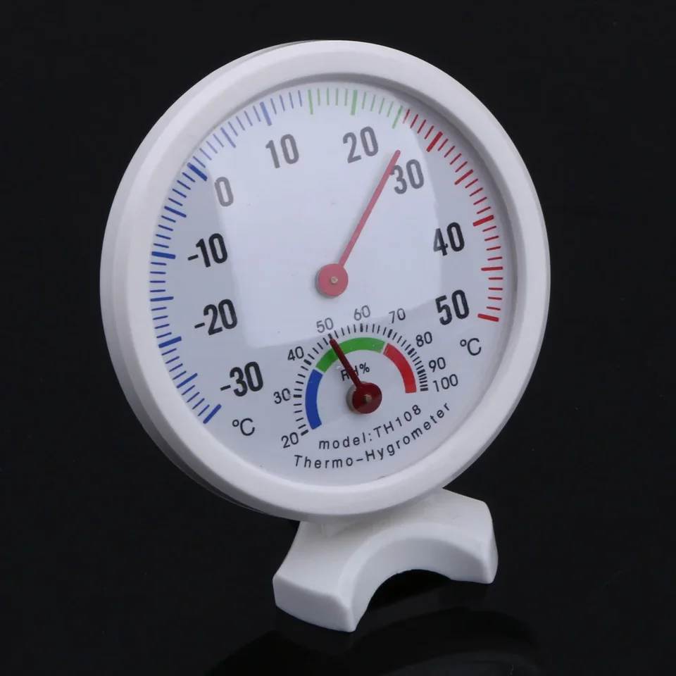 Teplomer hygrometer Mini zvonček v tvare Termometer ľahko čitateľný vlhký hodinky Presné umiestnenie pre záhrady terasy